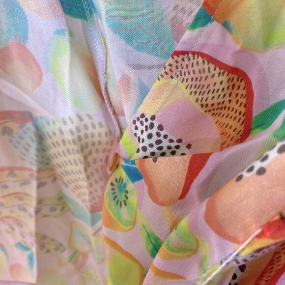 Farm Rio Rainforest Long Sleeves Blouse Fruits Print Wrap V-Neck Yellow Size XS - Picture 8 of 16